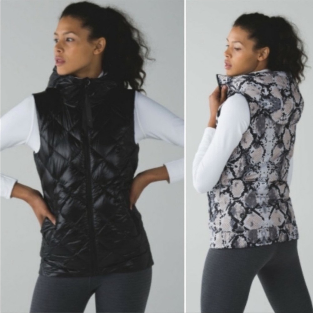 ‼️LULULEMON BLK HOODED RVRSBLE PUFFER VEST SZ 6‼️